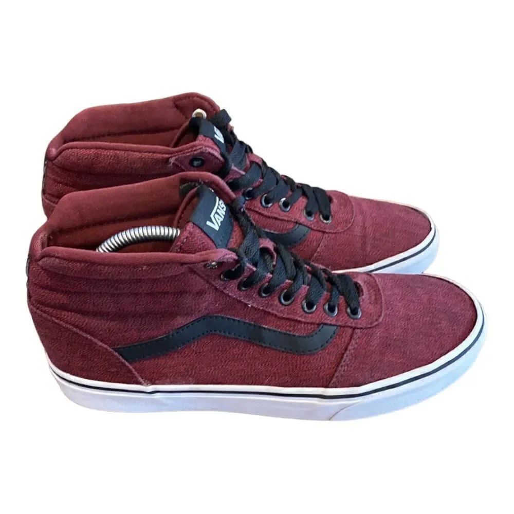 Vans SK8- High Top Retro Skate Shoes  Black Red Size 9